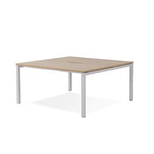 Runway 2 Seat White Frame Workstation with no screen