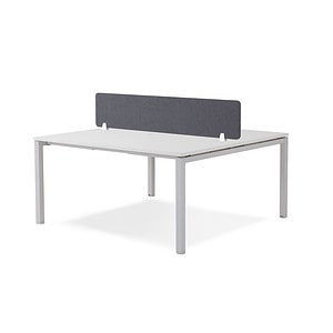 Runway 2 Seat White Frame Workstation with screen
