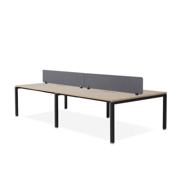 Runway 4 Seat Black Frame Workstation with screen