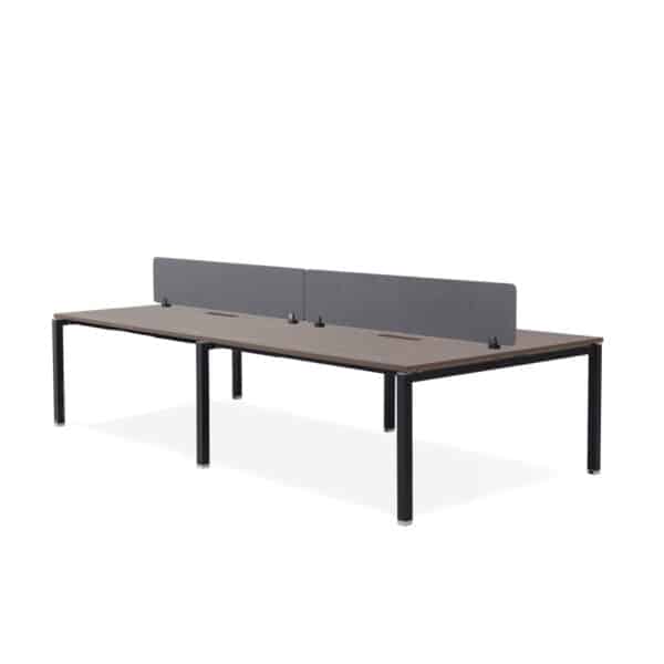 Runway 4 Seat Black Frame Workstation with screen
