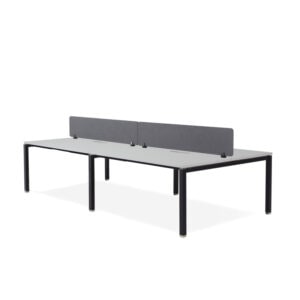 Runway 4 Seat Black Frame Workstation with screen