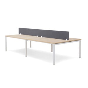 Runway 4 Seat White Frame Workstation with screen