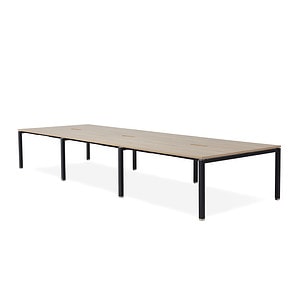 Runway 6 Seat Black Frame Workstation with no screen