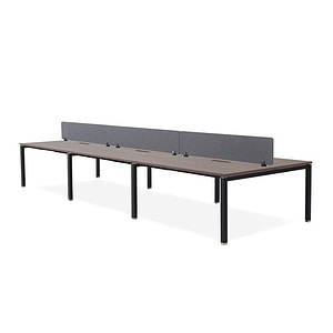 Runway 6 Seat Black Frame Workstation with with screen