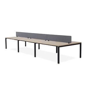 Runway 6 Seat Black Frame Workstation with with screen