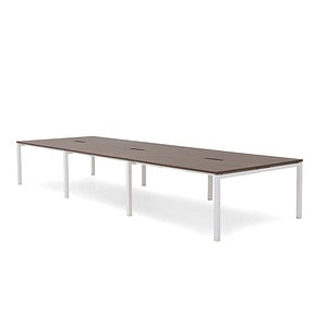Runway 6 Seat White Frame Workstation with no screen