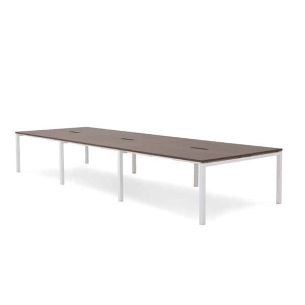 Runway 6 Seat White Frame Workstation with no screen