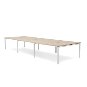 Runway 6 Seat White Frame Workstation with no screen