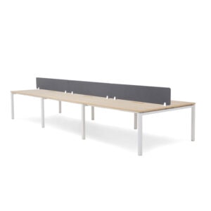 Runway 6 Seat White Frame Workstation with screen