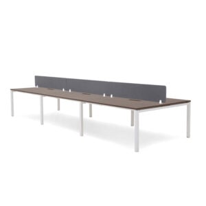 Runway 6 Seat White Frame Workstation with screen